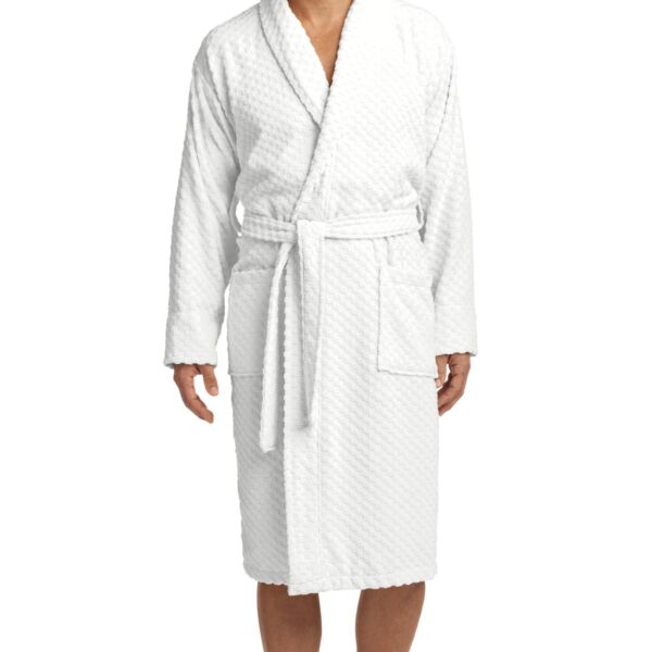 Checkered Terry Shawl Collar Robe Thumbnail
